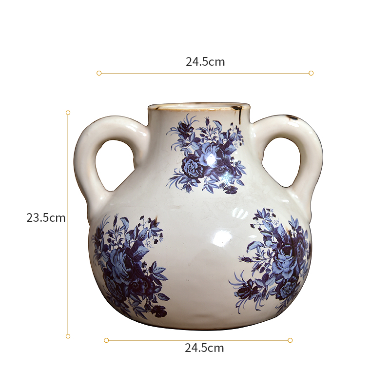 Bình hoa sứ Xanh Dương Phường đồ trang trí mới kiểu Trung Quốc đồ trang trí phòng khách cắm hoa gốm sứ Bình hoa khô đồ t