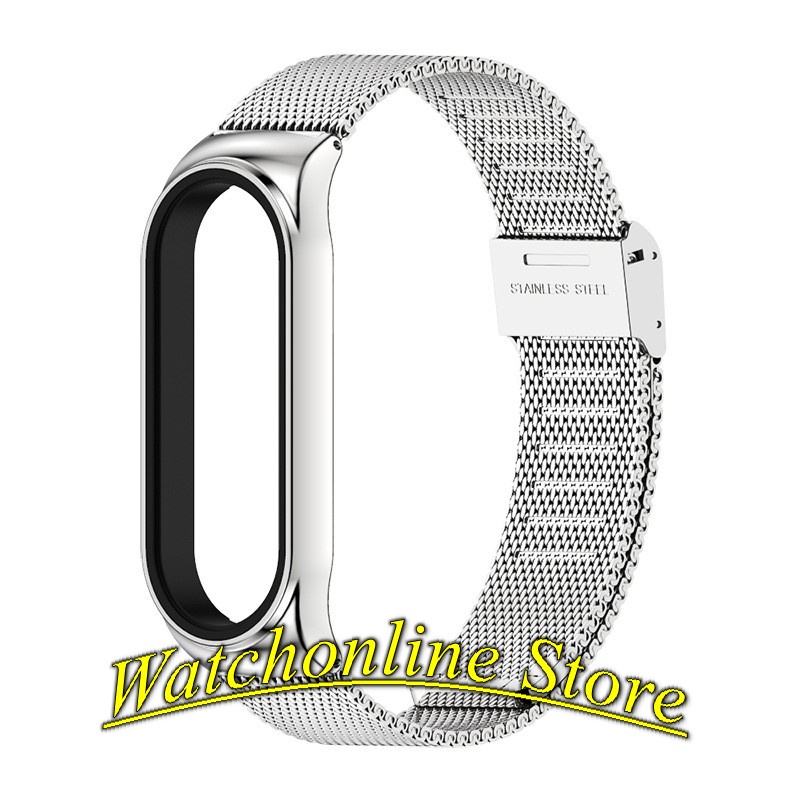 Dây đeo kim loại mắt lưới Xiaomi Mi band 7 / Miband 7 hiệu Mijobs khóa bấm