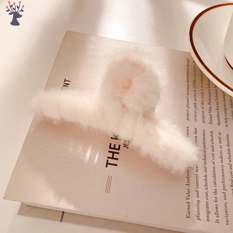 Kẹp Tóc Lông Thỏ Giả Cỡ Lớn Thời Trang Thu Đông Cho Nữ