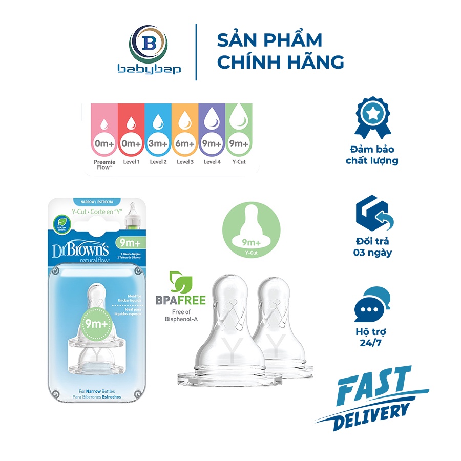 Set 2 Núm Ty Silicone Thay Thế Bình Sữa Cổ Thường Dr Brown_s