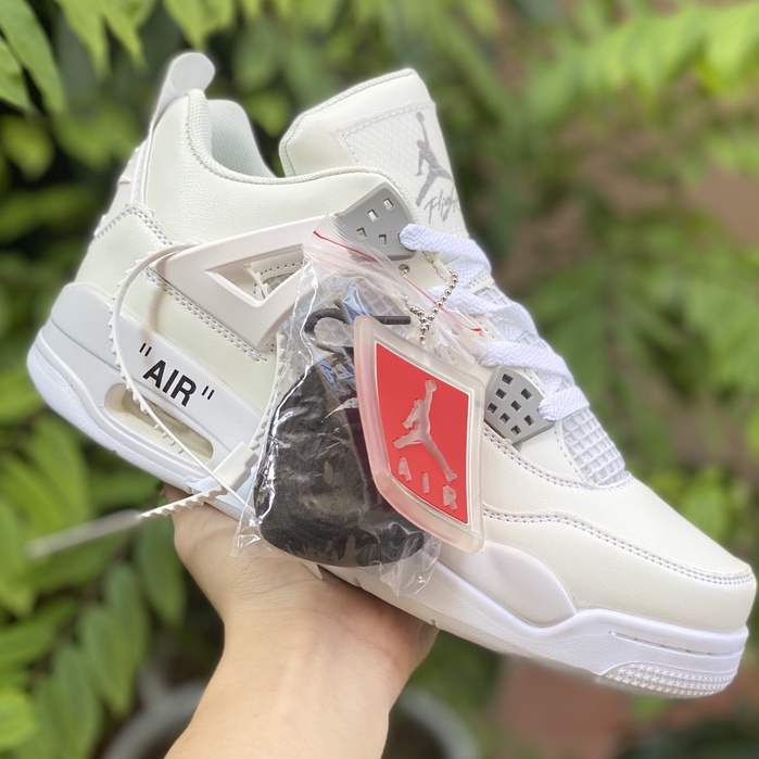 Giày air Jordan 4 trắng Full, Giày thể thao JD4 nam nữ siêu hot Fullboxbill+ tặng dây