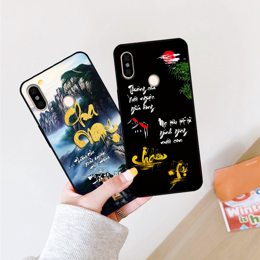 Ốp lưng Redmi 6 Pro - Xiaomi Mi A2 Lite - Mi A2 - Mi 6x in hình phong cách chữ thư pháp cha mẹ, tài lộc