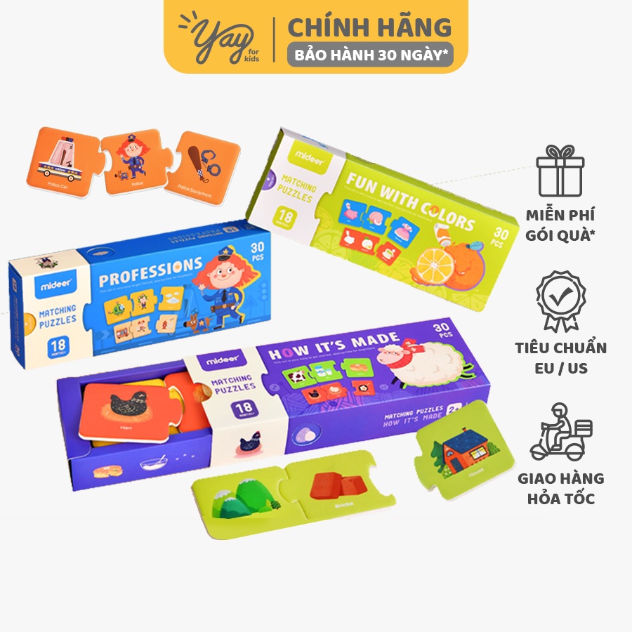 [04 CHỦ ĐỀ] Xếp Hình Ghép Nối 2-3 mảnh cho trẻ từ 18 tháng - Matching Puzzle Mideer