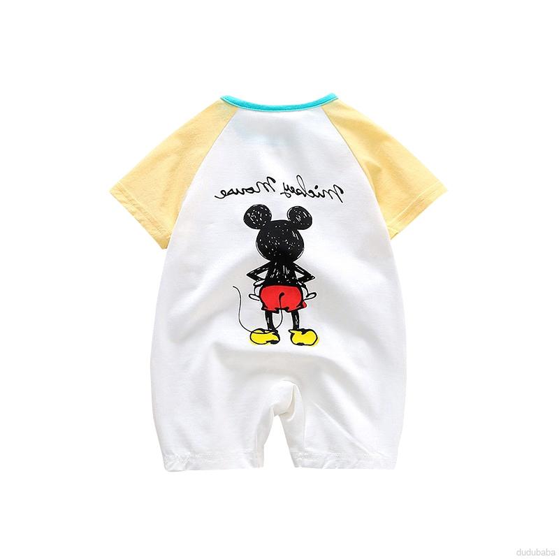 Áo Liền Quần Ngắn Tay Hình Chuột Mickey Cho Bé
