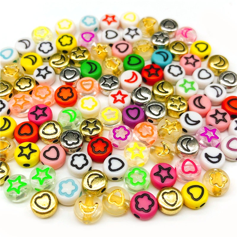 100 hạt nhựa Acrylic 6mm hình chữ cái