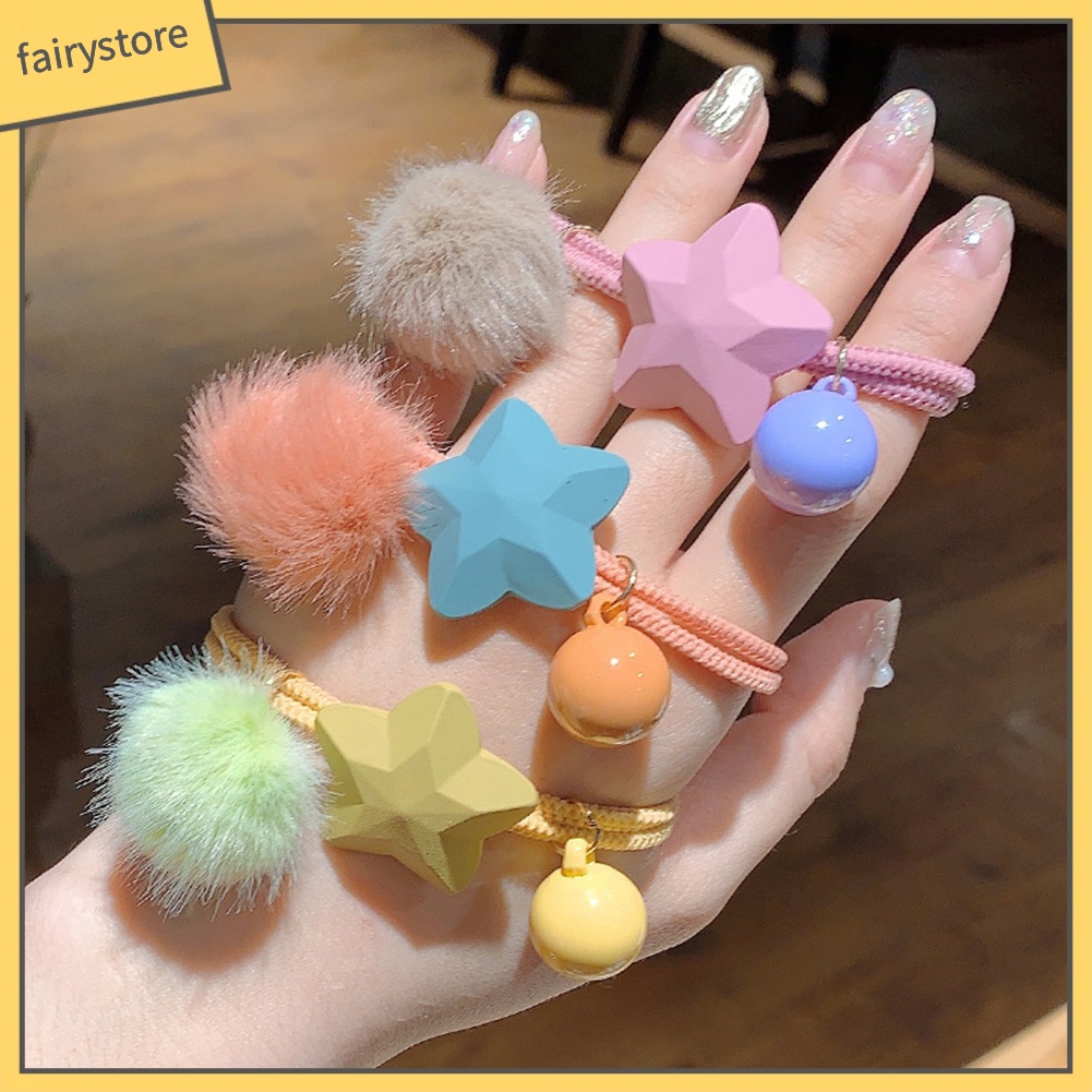 Dây Buộc Tóc Phối Quả Cầu Lông Xinh Xắn Cho Nữ