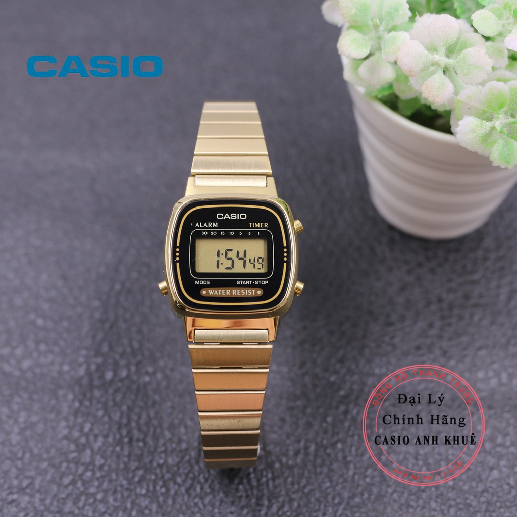 Đồng hồ điện tử nữ Casio LA670WGA-1DF dây kim loại