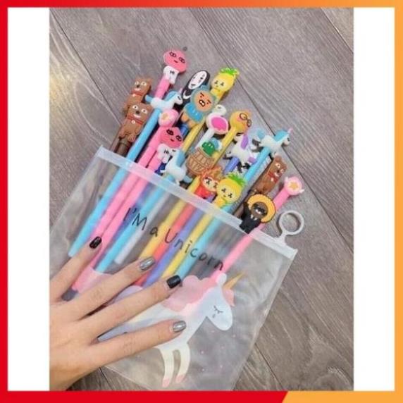 Set 20 chiếc bút bi mực nước siêu xinh nhiều hình cute kèm túi zip - TongkhoGiaDung