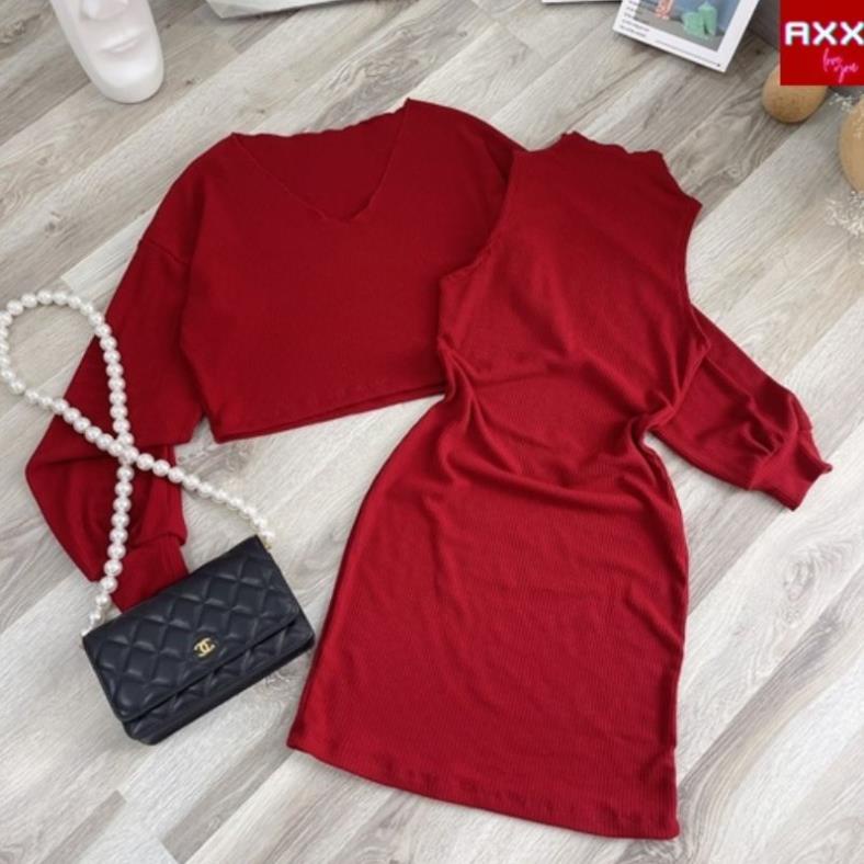 Váy Len Đỏ NaDO,  Đầm Len Cổ Lọ Ôm  Cao Cổ Mặc Tết Noel Mùa Thu Đông Kèm Áo Khoác Len Nữ Mềm Màu Đỏ Dài Tay | BigBuy360 - bigbuy360.vn