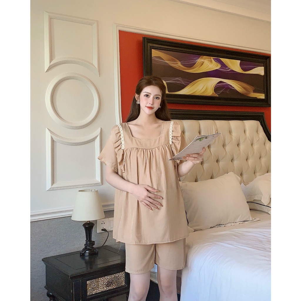 Bộ đồ bầu ngắn tay thời trang thiết kế mặc mùa hè mềm mát MSP567 Mom and Baby