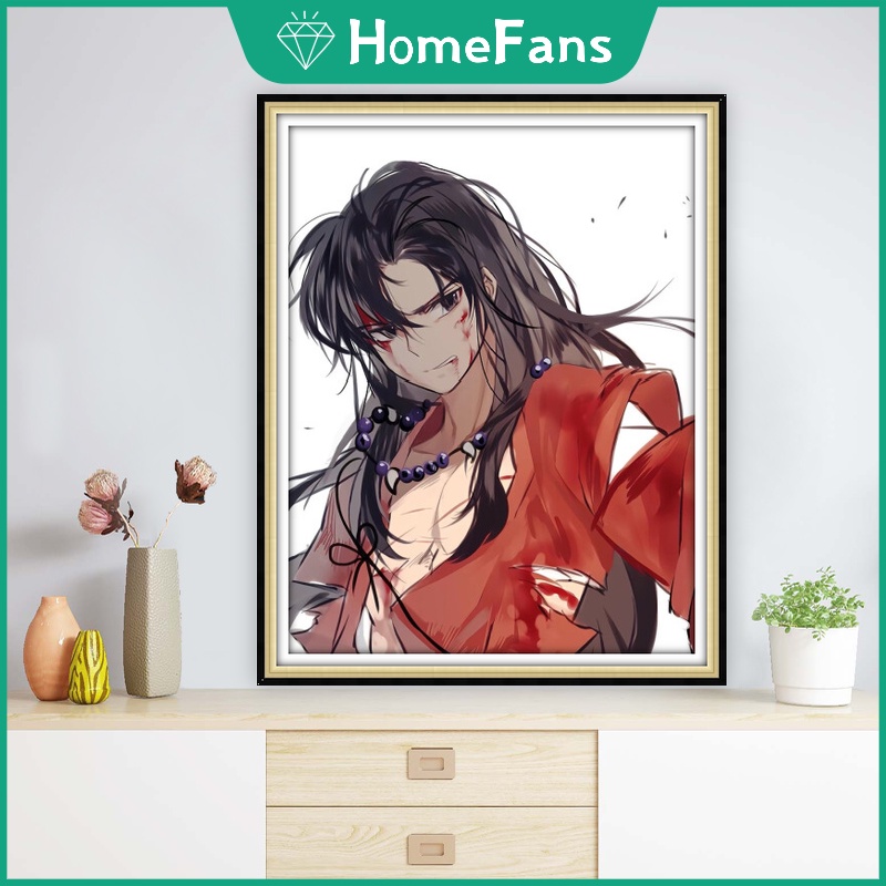 Bộ Tranh Đính Đá 5D Tự Làm Hình Manga Inuyasha 30x40cm / 40x50cm