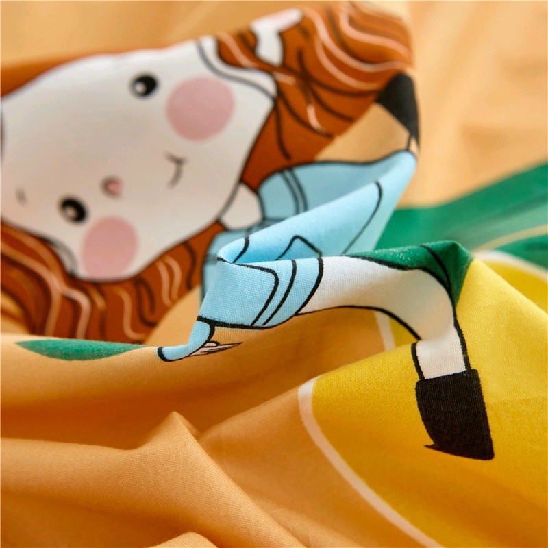 Bộ chăn ga gối cotton poly Lidaco decor phòng ngủ vintage - Em Bé Cam ( SP001288)