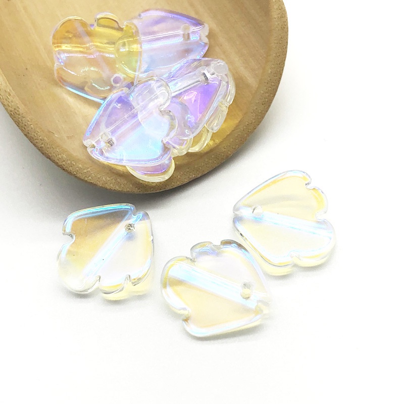 (5 cái)Cánh hoa mẫu đơn thủy tinh 15*16mm, Nguyên liệu làm trang sức cổ trang, Nguyên liệu diy