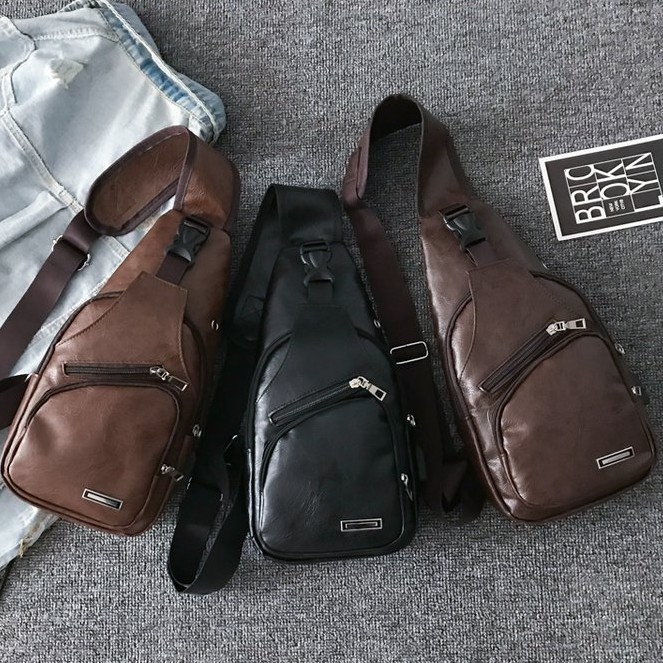 Túi đeo chéo nam da PU nhiều ngăn tích hợp sạc pin TC02 | BigBuy360 - bigbuy360.vn