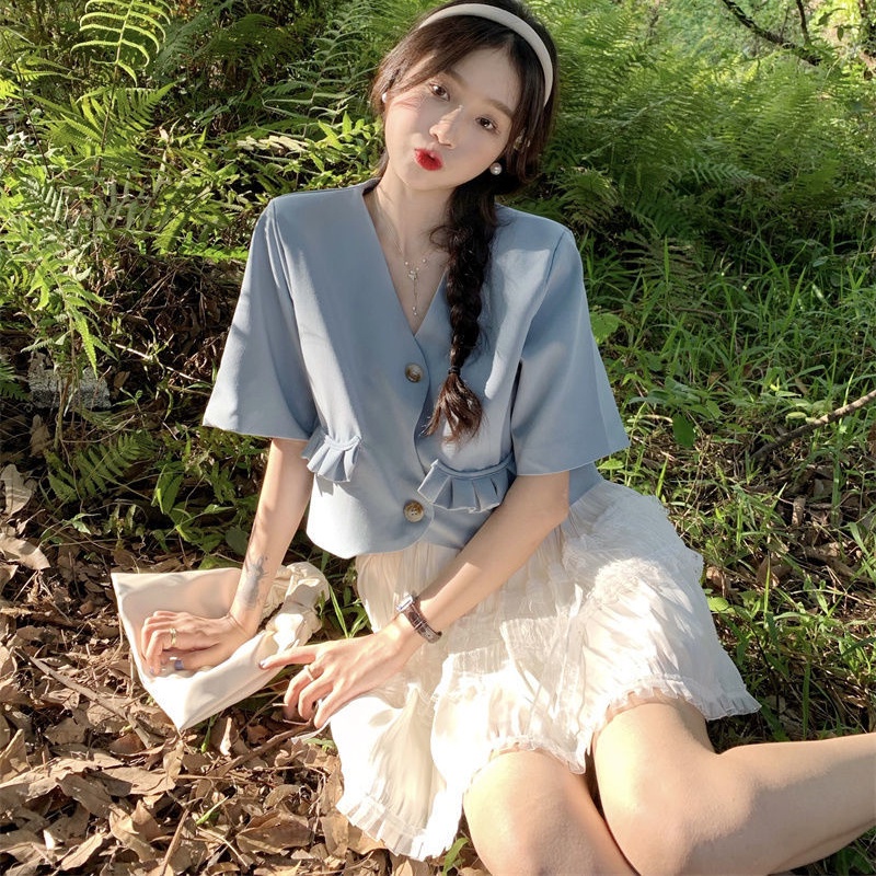 Áo Khoác Vest Cổ Chữ V Thời Trang Mùa Hè Hàn Quốc Dành Cho Nữ