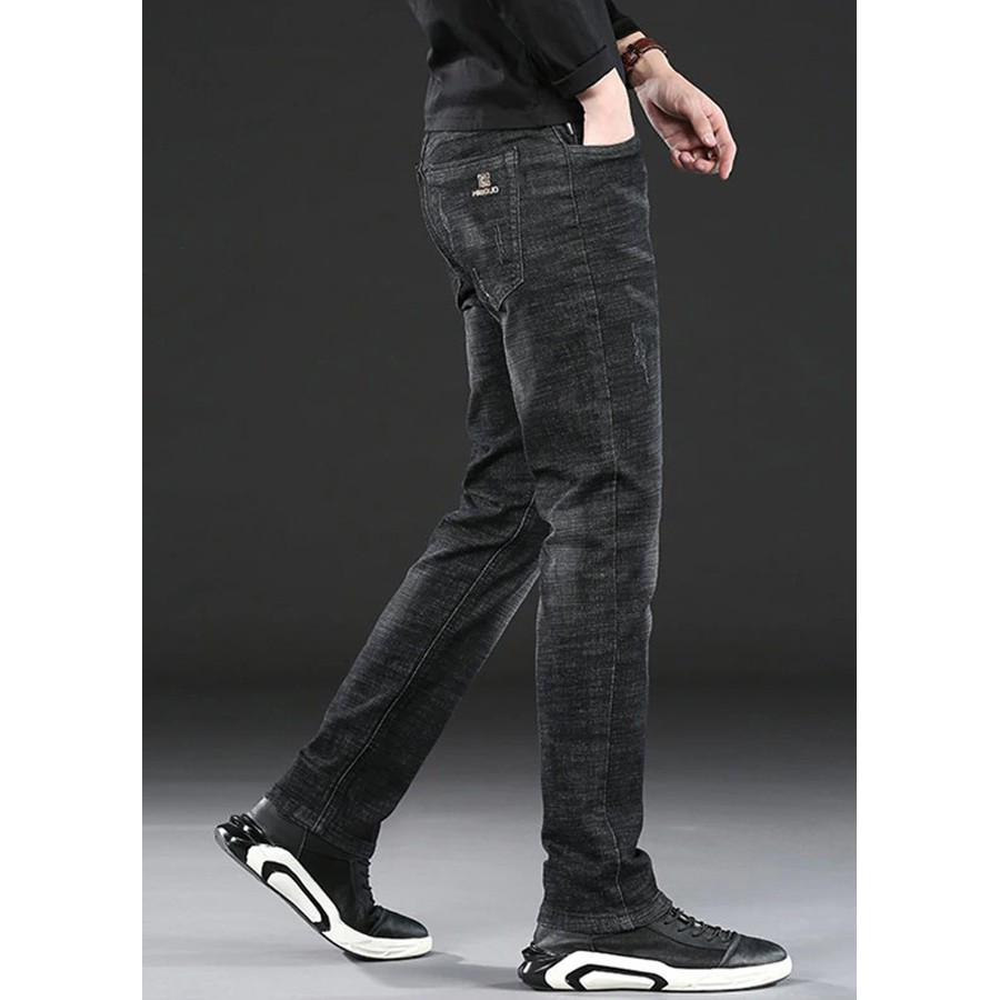 Quần Jeans Đen Xước Nhẹ Dáng Vừa Trẻ Trung | BigBuy360 - bigbuy360.vn
