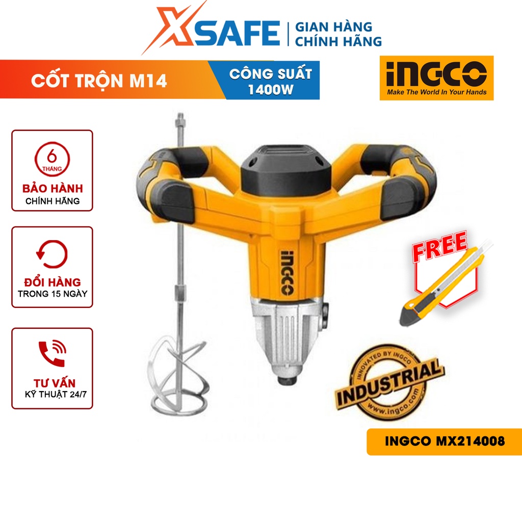 Máy trộn sơn INGCO MX214008 dễ điều khiển và kiểm soát ,hoạt động mạnh mẽ, hiệu suất cao, nhông hộp số hợp kim