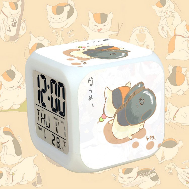 Đồng hồ báo thức để bàn in hình NATSUME YUUJINCHOU Hữu Nhân Sổ LED đổi màu tiện lợi chibi anime