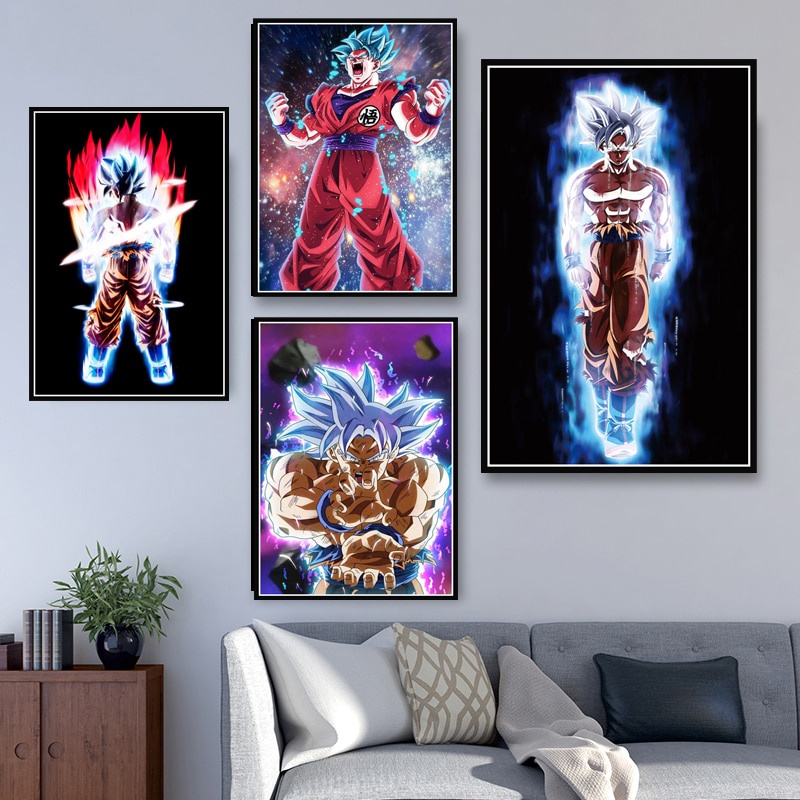 Áp phích và in mới Dragon Ball Z Super Goku Ultra Instinct Làm chủ Anime Tường Nghệ thuật Tranh Trang trí nội thất quadro cuadros