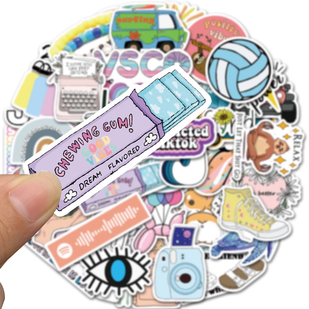 Bộ 10/50 Sticker Hoạt Hình Chống Thấm Nước