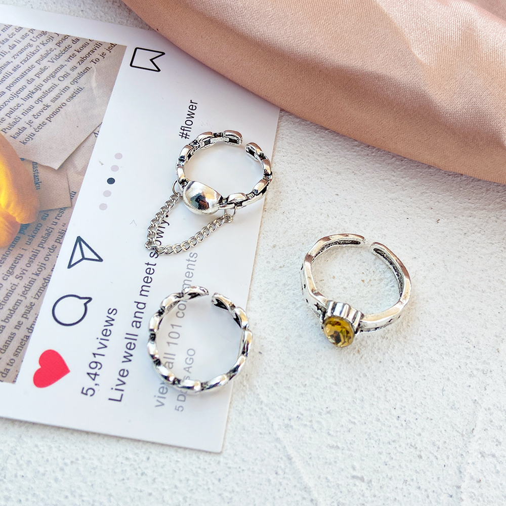 iF YOU Bộ nhẫn đeo ngón tay kim loại đính đá thanh lịch cá tính thời trang dành cho nữ