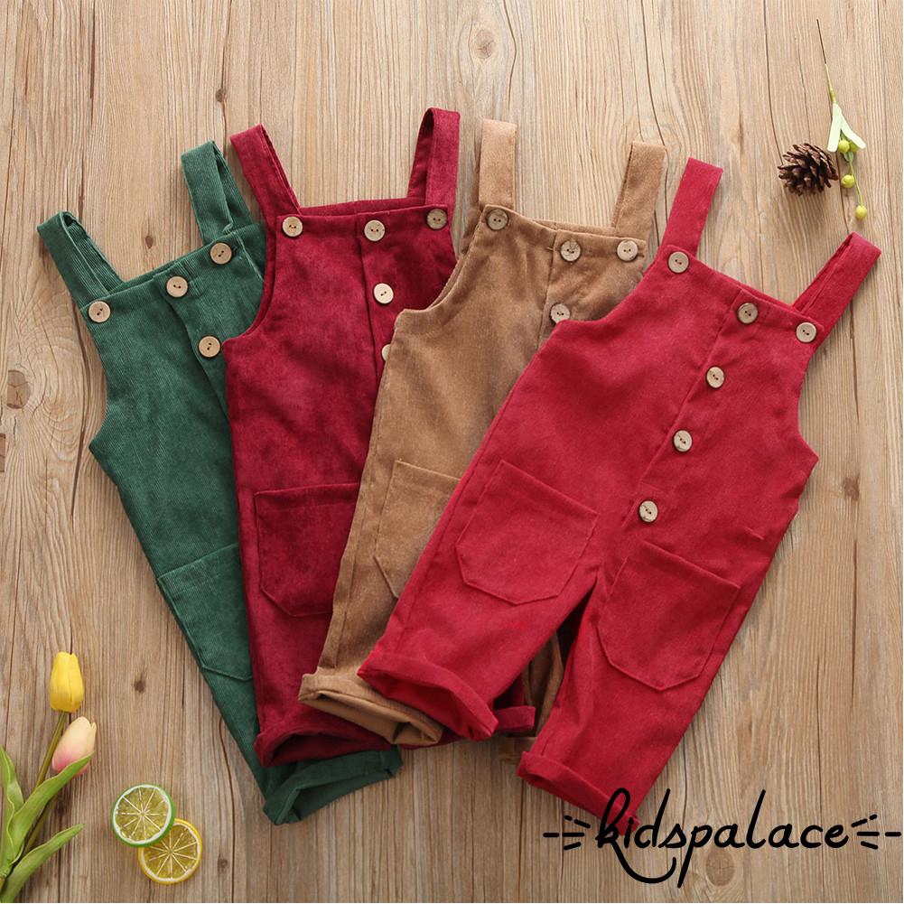 ➤♕❀❤Toddler Baby Boys Winter Warm Pants Solid Color Thicken Corduroy Bib Pants