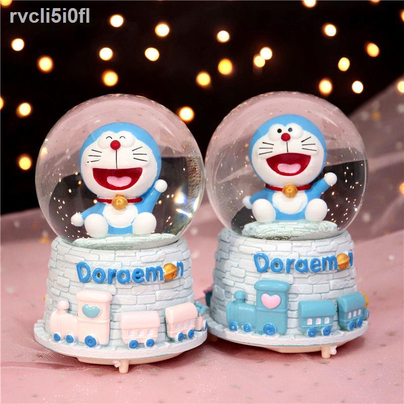 ✶ ♙ ❅Hộp nhạc Quả cầu pha lê Doraemon nổi Snow Jingle Cat Blue Fat dành cho Bạn cùng lớp và Quà tặng sinh nhật con trai