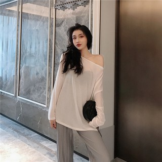 Áo tay dài lệch vai mỏng (hàng nhập)