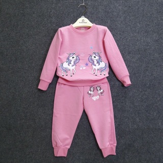 Bộ nỉ da cá hình ngựa pony sz 6-11y
