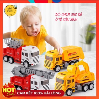 Đồ chơi ô tô nhựa có bánh đà - xe cẩu - xe ben- xe bồn - xe trộn bê tông - xe chở rác - xe máy xúc