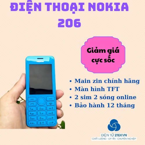 [Sỉ điện thoại] ĐIỆN THOẠI NOKIA 206 2 SIM, LOA TO, PHÍM TO, NGƯỜI GIÀ CHÍNH HÃNG GIÁ RẺ-Bảo hành 12 tháng | BigBuy360 - bigbuy360.vn