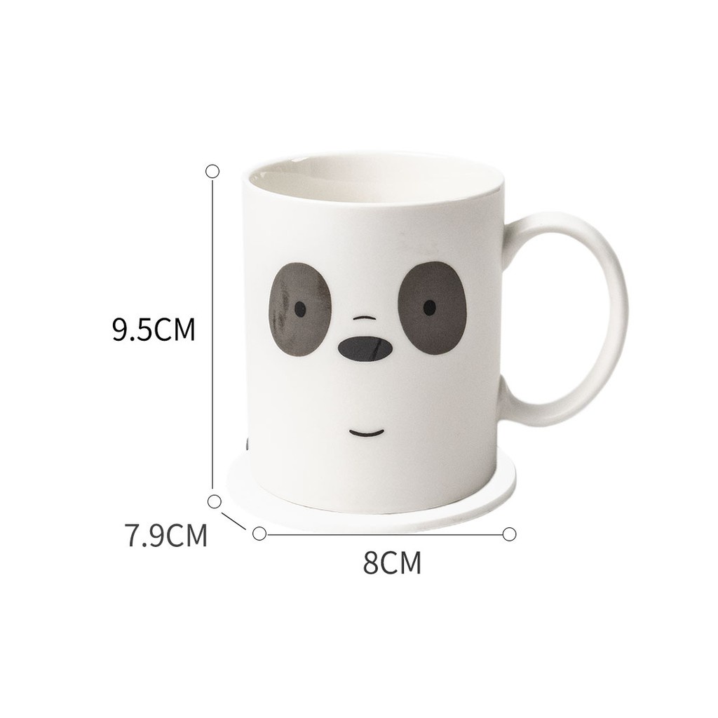 Cốc sứ Miniso phiên bảng We Bare Bears x Miniso đáng yêu kèm miếng lót ly