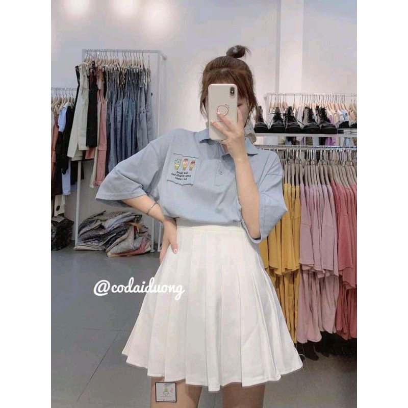 [Rẻ Vô Địch] Áo cotton tay lỡ Unisex -- Áo polo 3 ly kem | BigBuy360 - bigbuy360.vn