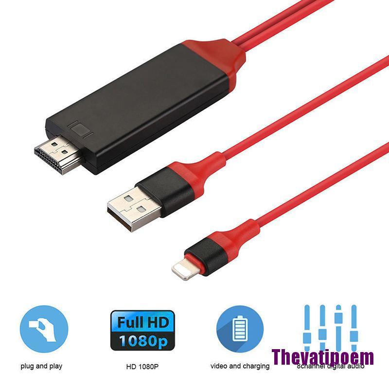 Cáp Chuyển Đổi 8 Pin Lightning Sang Hdmi Tv Av 2m Cho Iphone 7 7 + 6 6s 5 5s Ipad