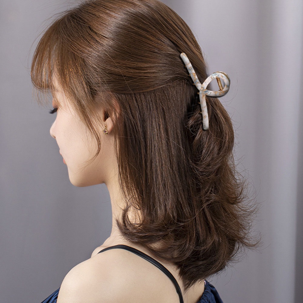 Kẹp tóc kiểu chữ thập bằng nhựa resin cỡ lớn cổ điển thời trang cho nữ