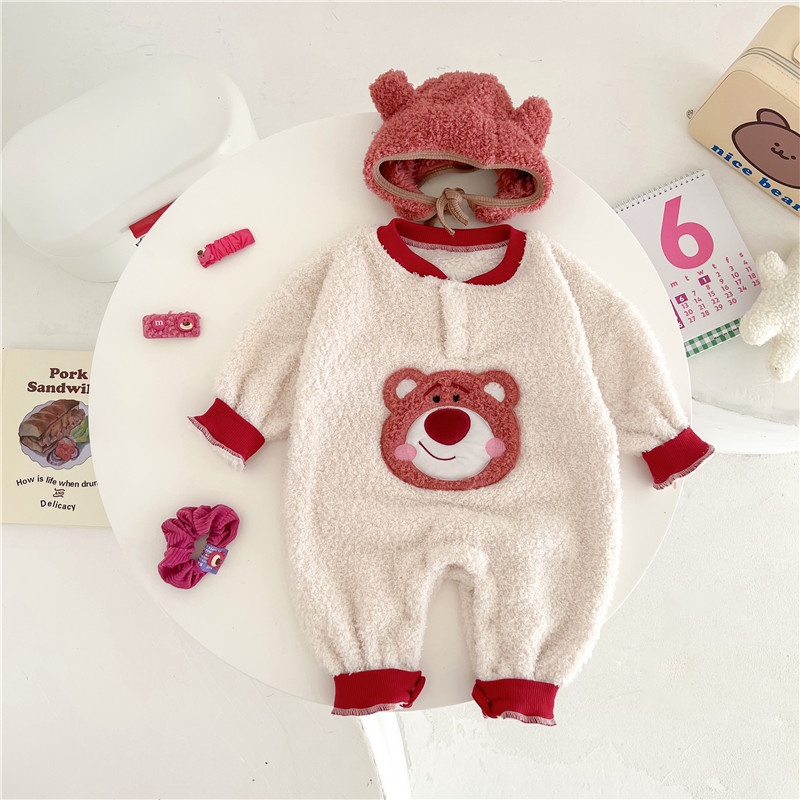 Bộ Áo Liền Quần Bằng Vải Bông Dễ Thương Thời Trang Thu Đông Cho Bé