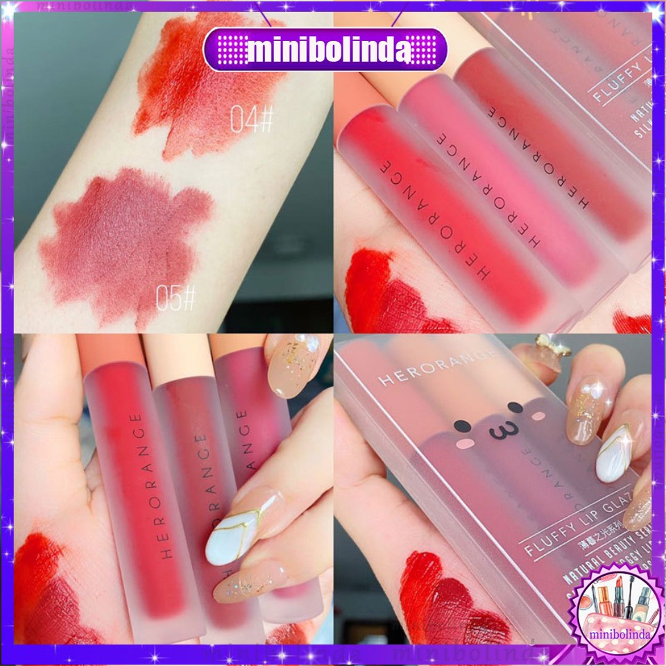 Set 3 Cây Son Kem Lì Herorange Fluffy Lip Glaze
