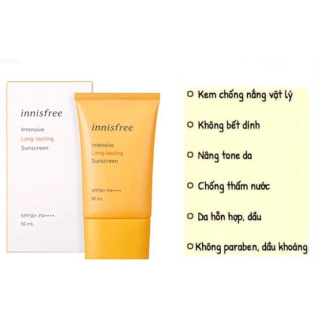 Kem Chống Nắng Innisfree Intensive Triple Care SPF 50+ 50ml