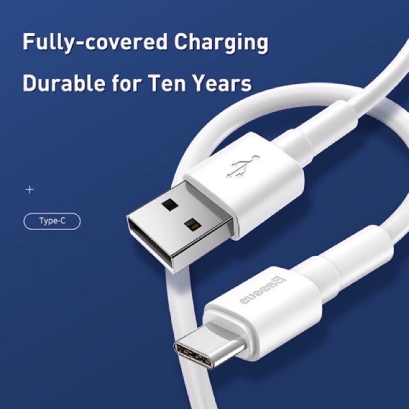 ✔CHÍNH HÃNG ✔Cáp Sạc nhanh Baseus Mini White Cable,trắng Dây Sạc Truyền Dữ Liệu USB Type C(2.4A)Thích hợp nhiều dòng máy