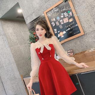 Đầm xòe cao cấp phối lưới bi
