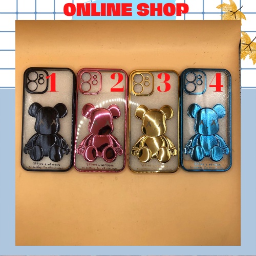 Ốp điện thoại hình gấu 3D mạ vàng đen phù hợp với iPhone 13 ProMax 12 ProMax 11 X XR Xs...-phụ kiện Online shop