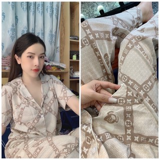 Set mặc nhà lụa xước cao cấp dài cộc tay cực sịn sò