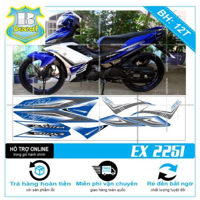 ( Quí khách vui lòng mang ra tiệm cho thợ dán ) Tem EX 2011 ZIN TRẮNG XANH GP [Bi Decal]