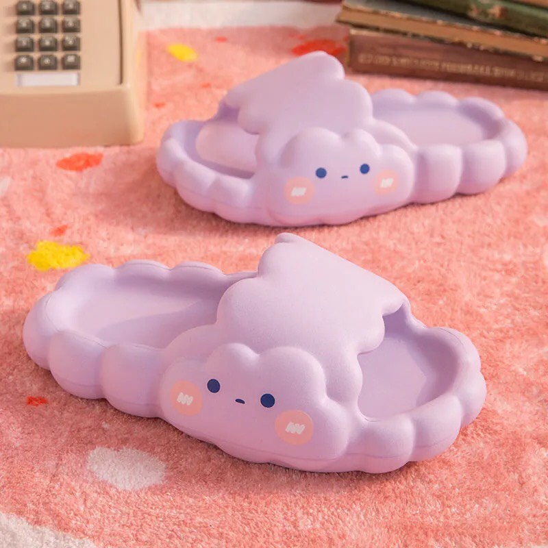 Dép nữ hình đám mây dễ thương họa hình, bánh mì đế đúc lền chắn chắn giá rẻ dép quảng châu T403