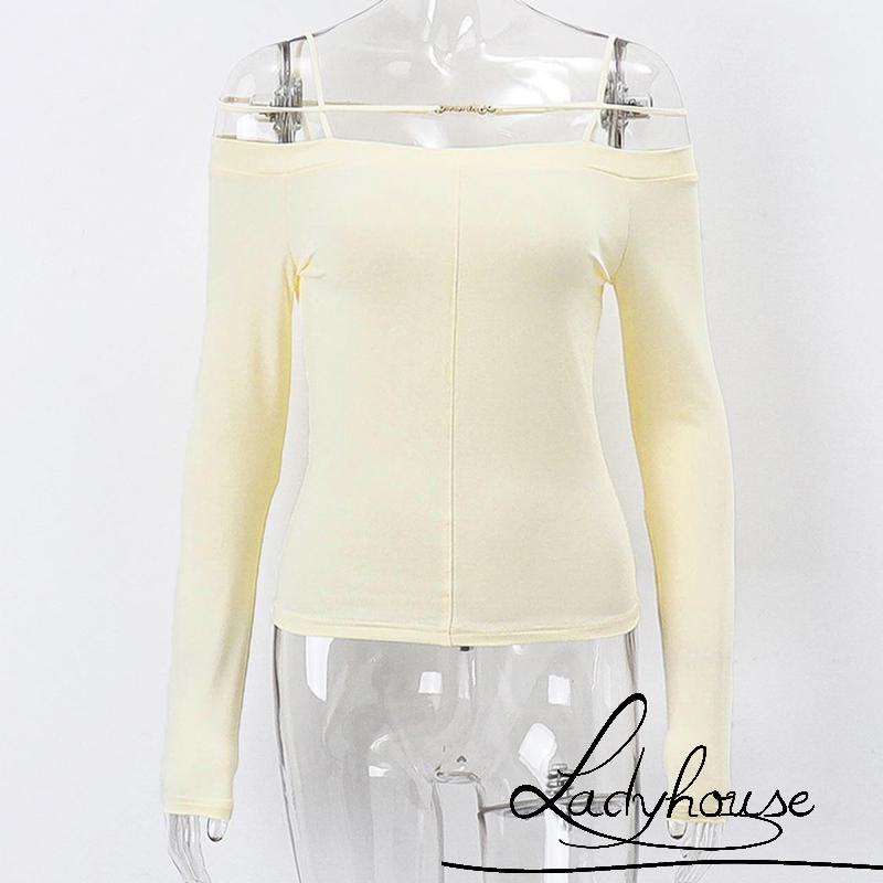 Áo Kiểu Tay Dài Hở Vai Màu Trơn Dáng Ôm Thời Trang Mùa Thu Dành Cho Nữ