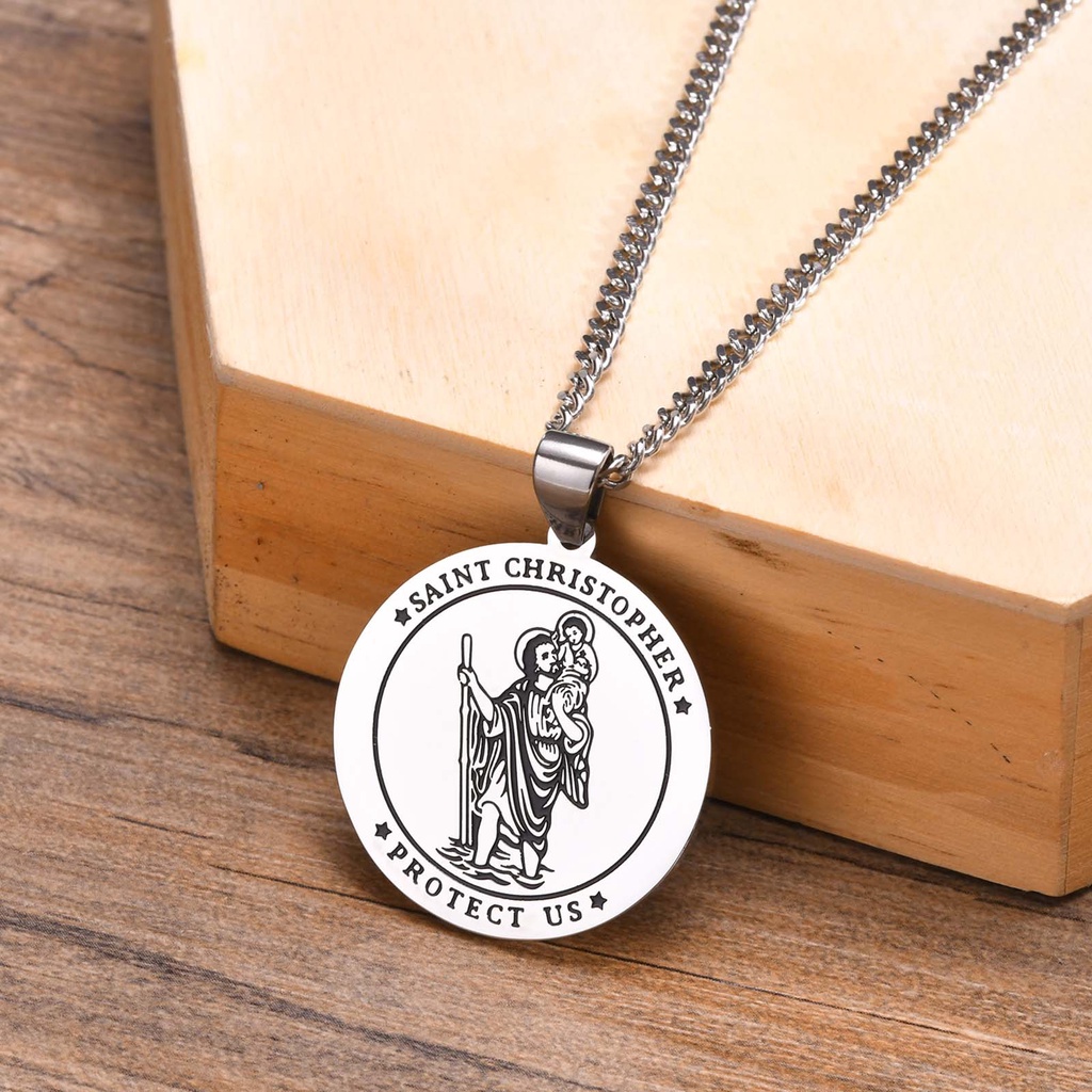 Dây Chuyền Mặt Thánh Christopher Michael The Archangel Bằng Thép Không Gỉ 45 / 50 / 60 / 70cm