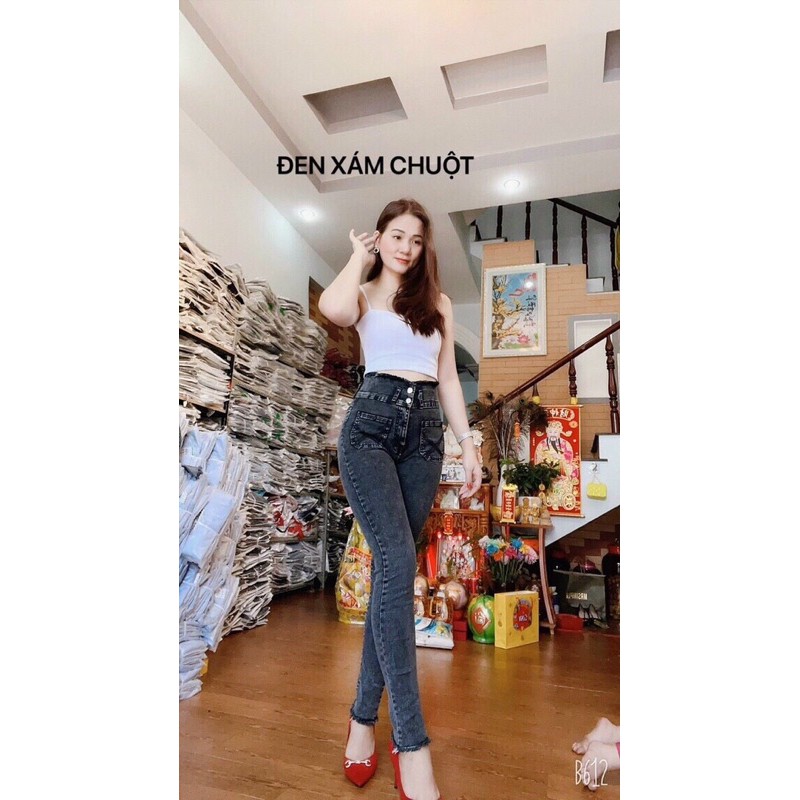 Quần Jeans Nữ Lai Và Lưng Tua Rua Xiu Hot