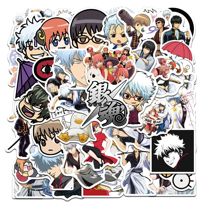 Set 50 Miếng Dán Trang Trí Hình Hoạt Hình Gintama