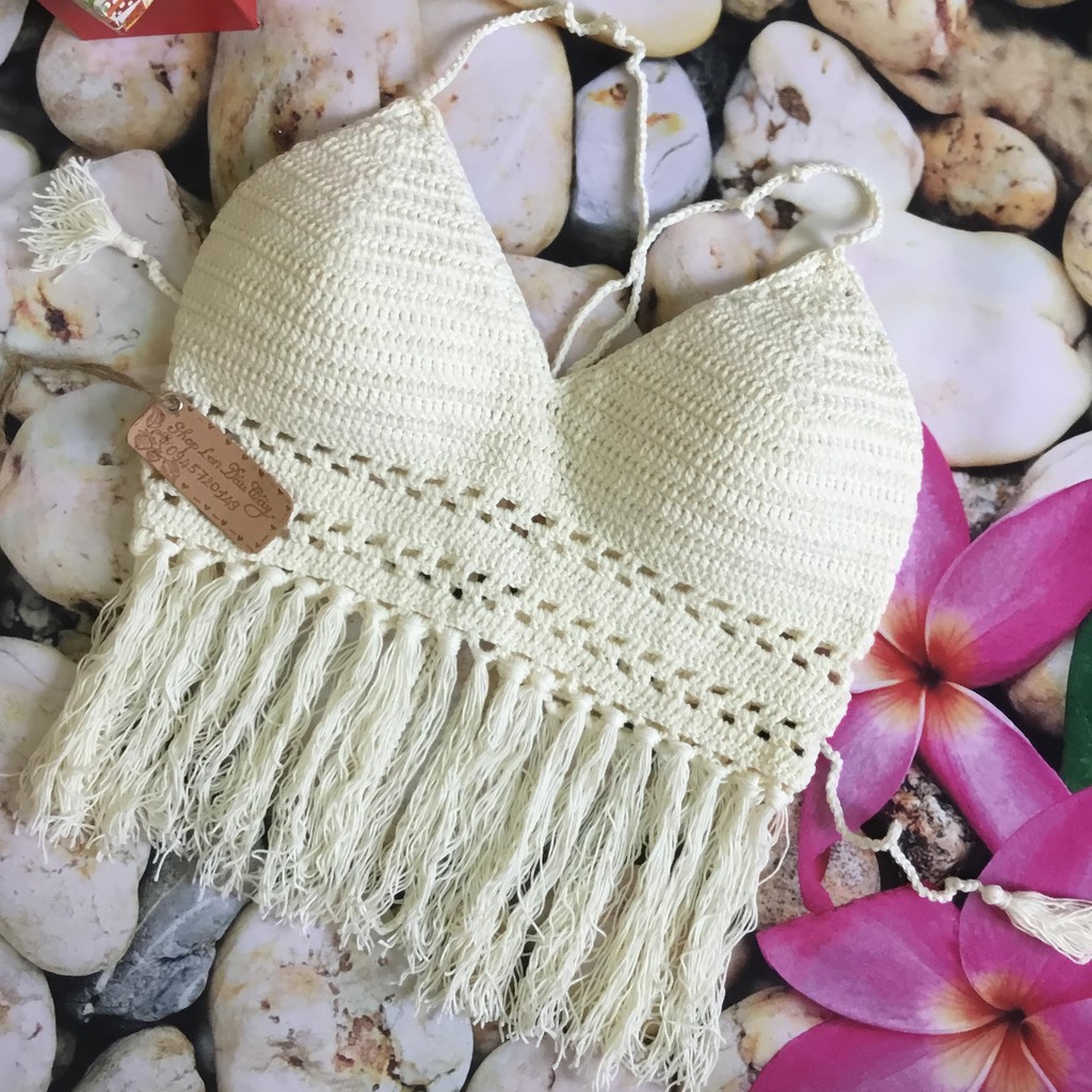 [Hàng sẵn] Áo bikini Móc tay bằng Sợi cotton siêu Chất (Mát nhẹ không dão)_Handmade 100% | BigBuy360 - bigbuy360.vn
