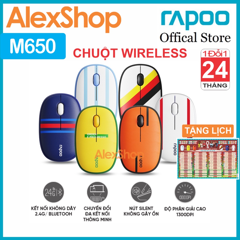 [Tặng Lịch] Chuột Không Dây Rapoo M650 World Cup Silent - Chính Hãng 2 Năm 1 Đổi 1